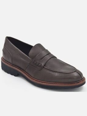 GEOX MEN'S CANNAREGIO D PENNY LOAFER TUMBLED LEATHER DARK COFFEE